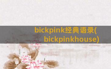 bickpink经典语录(bickpinkhouse)